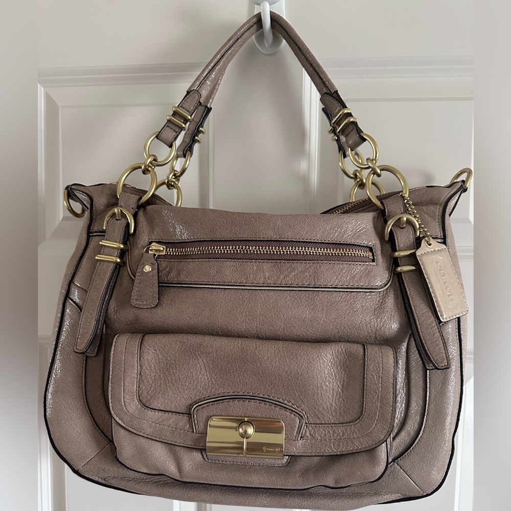 Coach Kristin Satchel 19343 Metallic Fawn Leather Shoulder Bag